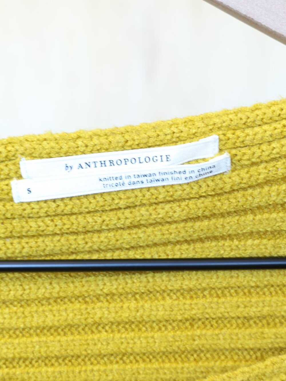 Anthropologie Rib Knit‎ Boat Neck Sweater Yellow Small - Picture 4 of 4